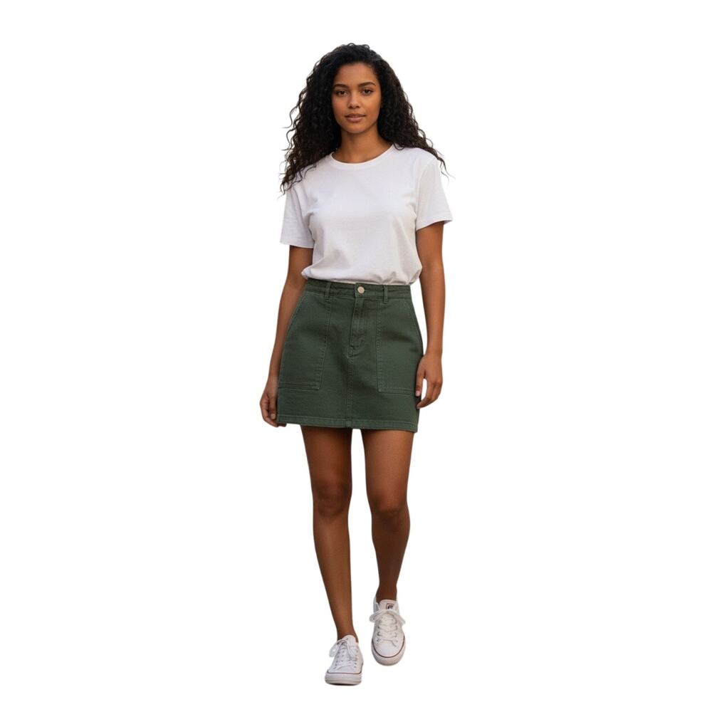 Pretty Garbage Women Green Denim Mini Skirt Size S - NWT